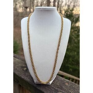 Vtg Givenchy Gold Tone Byzantine Style Chain Necklace w/ Foldover Clasp